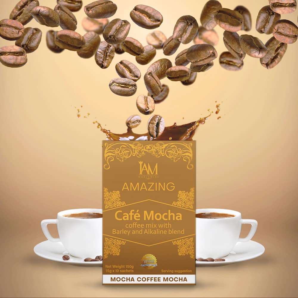 Amazing Coffee Mocha with Barley and Alkaline | 1 Box | 10 Sachets | Free Shipping