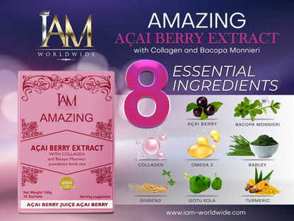 Amazing Acai Berry with Collagen and Bacopa | 7 Sachets | Free Shipping | COD
