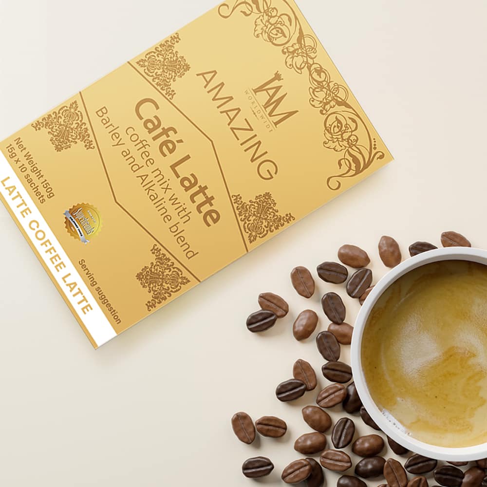 Amazing Coffee Latte with Barley and Alkaline | 1 Box | 10 Sachets | Free Shipping